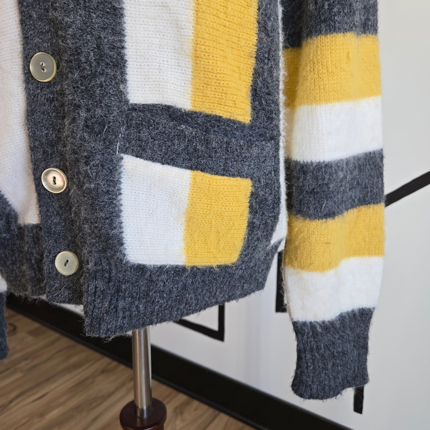 Rare 1960s Campus Luxury Line Pure Orlon Acrylic Striped Cardigan - medium