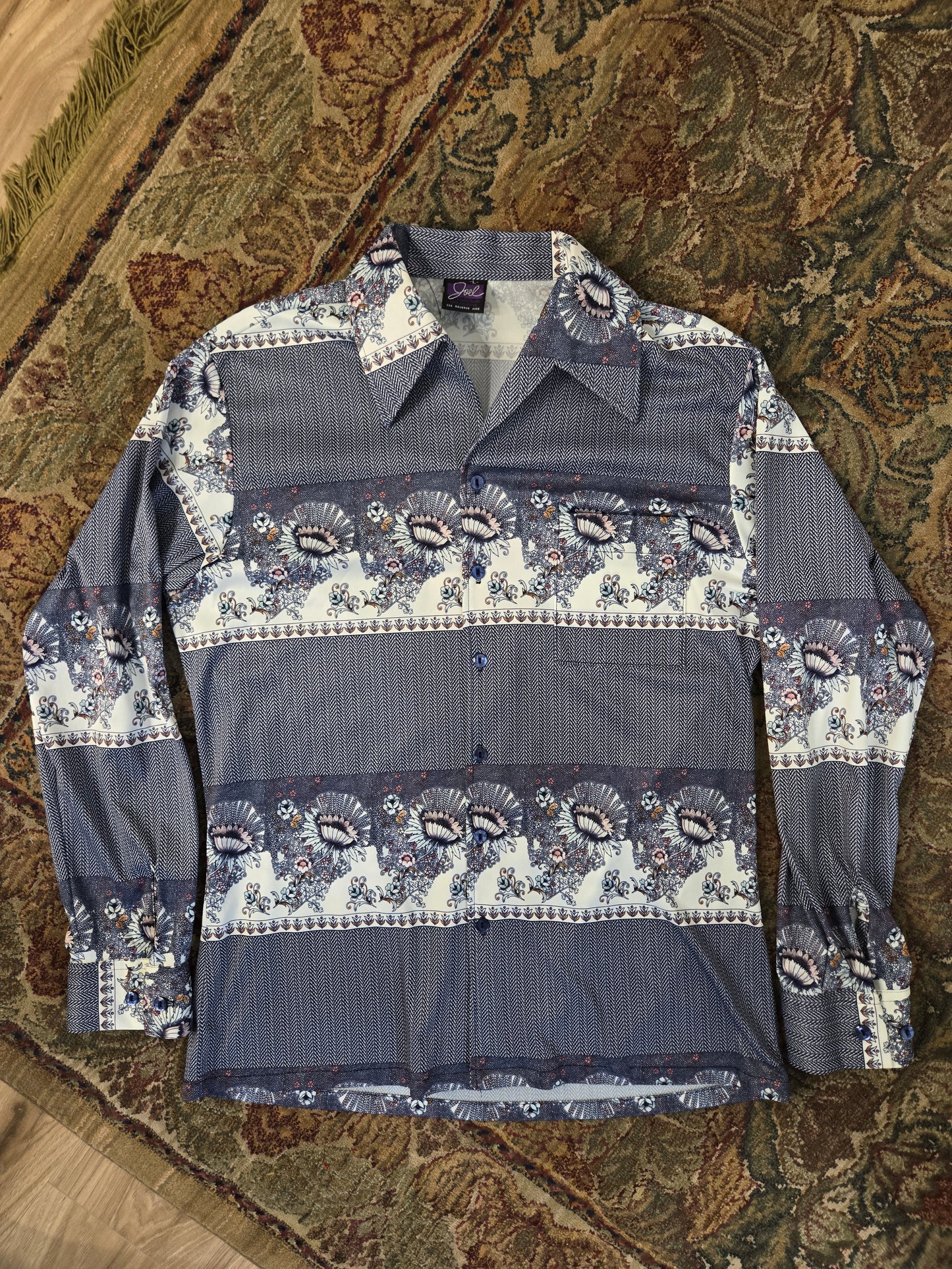 Joel Vintage 70s Navy Print Top - large