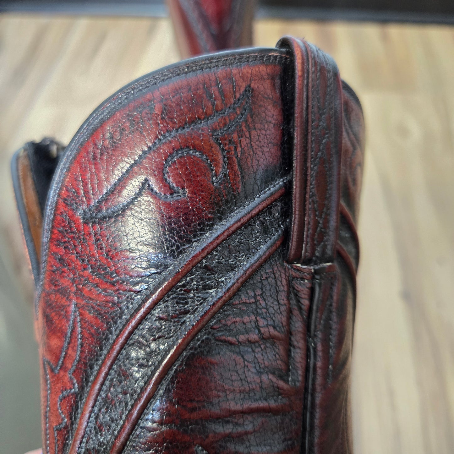 Lucchese San Antonio Black Cherry Leather Western Boots - Size 9 (womens)