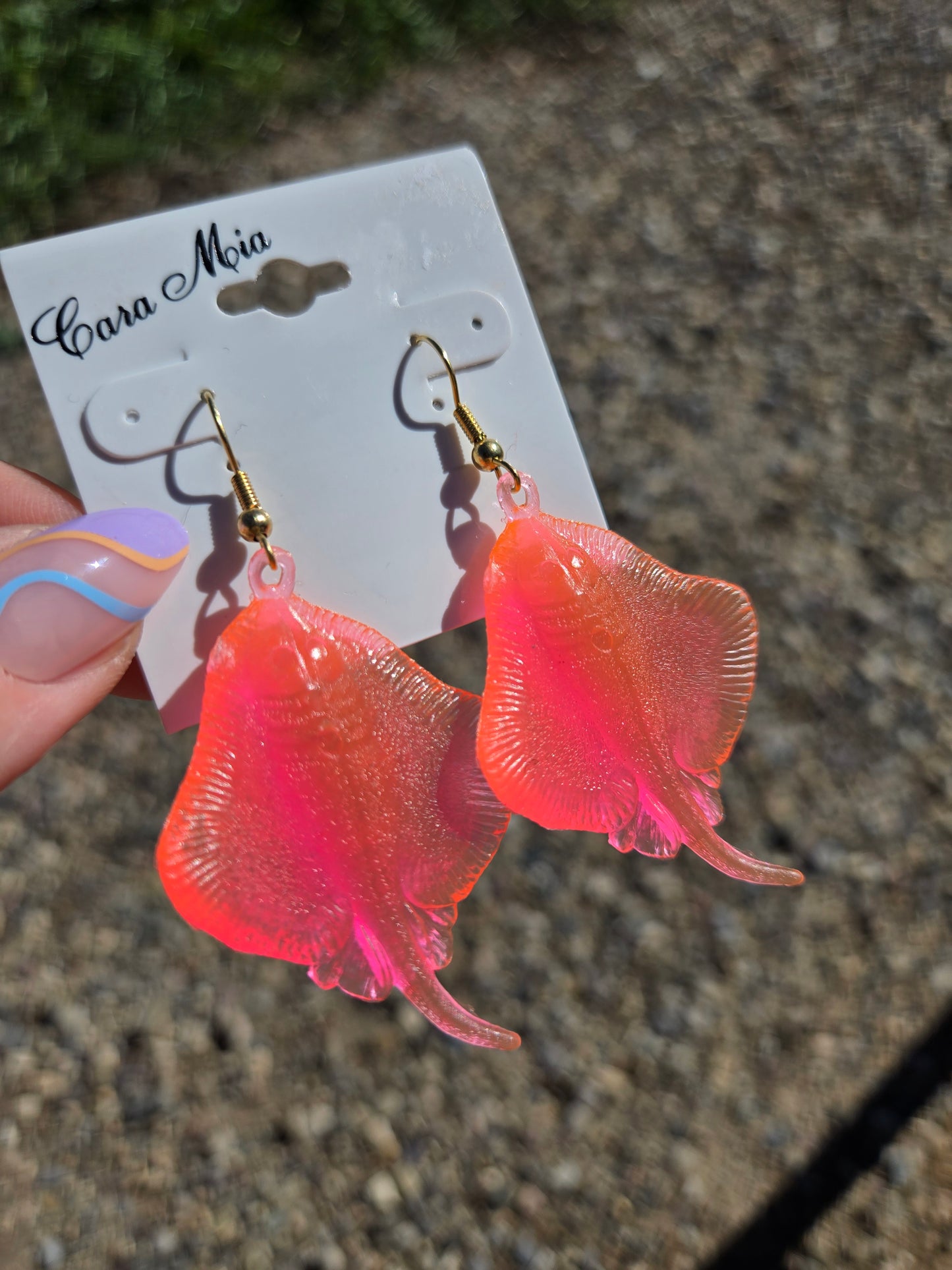 Deadstock Cara Mia Pink Rubber Singray Earrings - #1