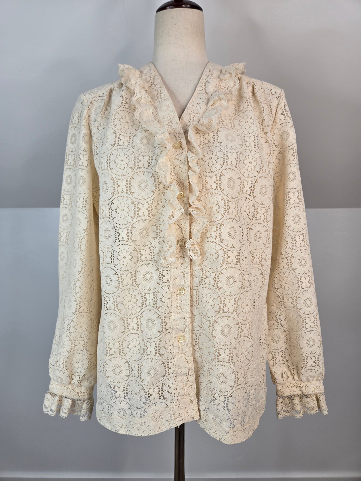 Tumbleweeds Vintage 70s Cotton Lace Ruffle Top - large