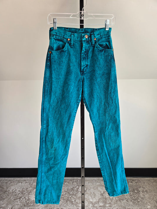 Turquoise Made in USA Vintage Wranglers - W25-26"