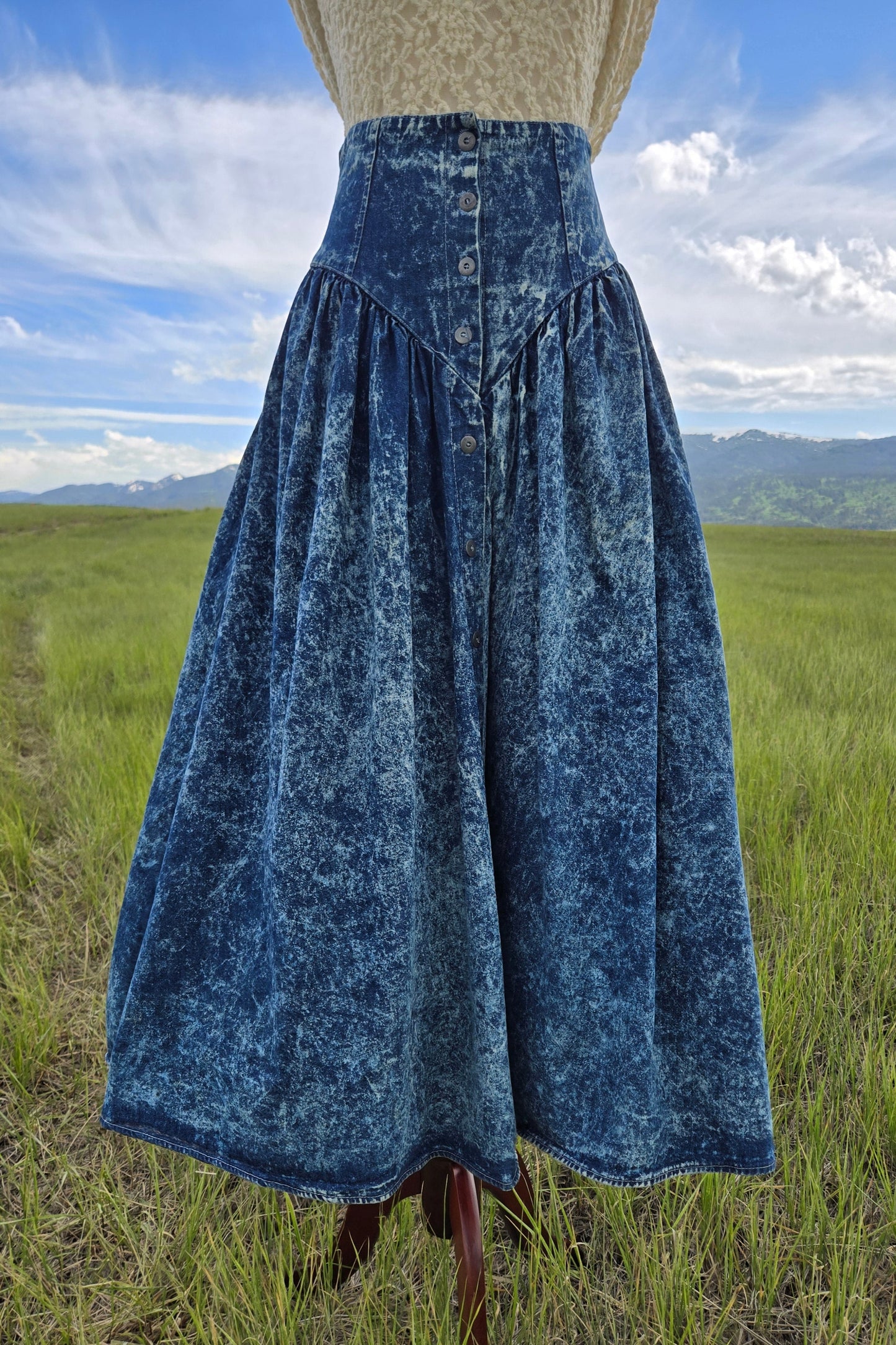 Good Things of California Vintage Acid Wash Denim Skirt - small