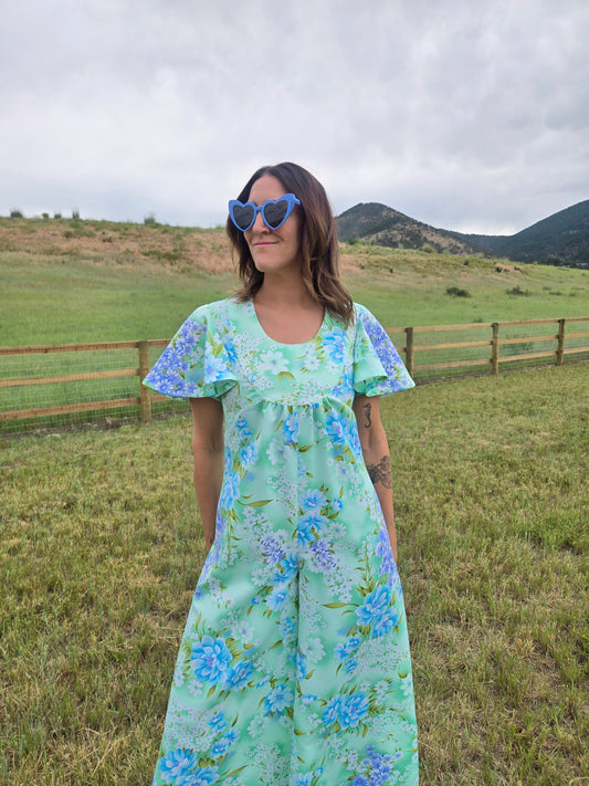 Vintage 1960s Flower Power Jumpsuit - S/M
