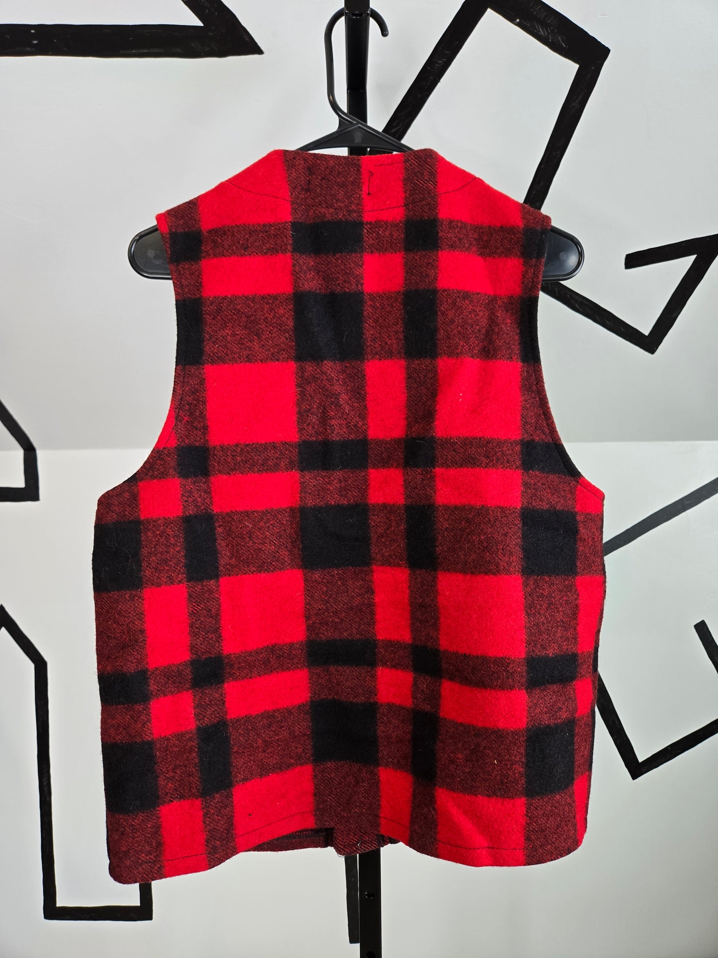 Ruff Hewn Vintage Wool Buffalo Plaid Workwear Vest - medium