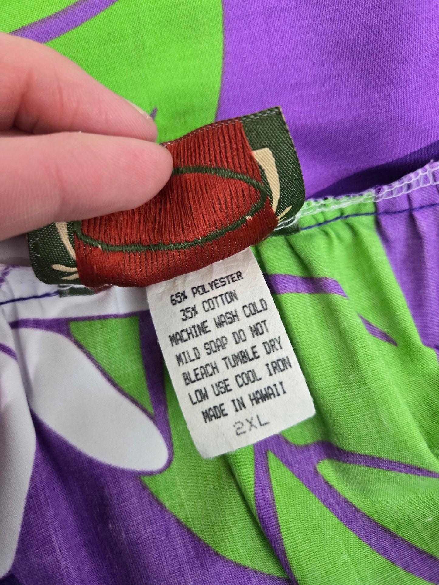 E&K Hawaii Cotton Blend Psychedelic Print Dress - 2XL