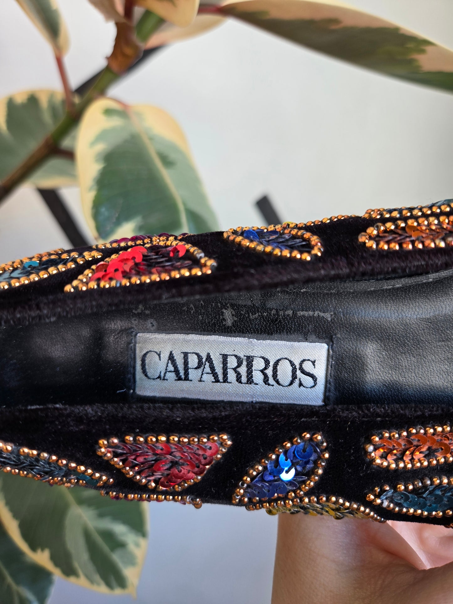 Vintage Caparros Colorful Velvet and Sequin Ballet Flats - Size 8/8.5