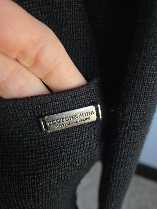 Scotch & Soda Amsterdams Blauw Collection Black Cardigan - Large