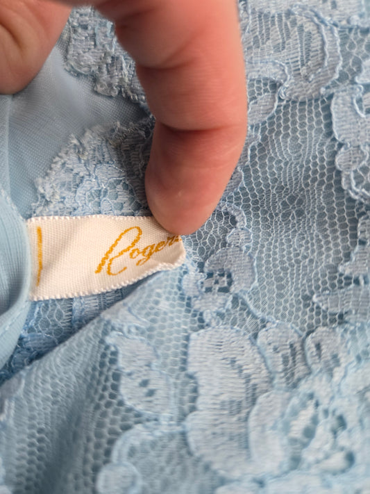 Roger's Vintage 60s Blue Babydoll Negligee Dress - small