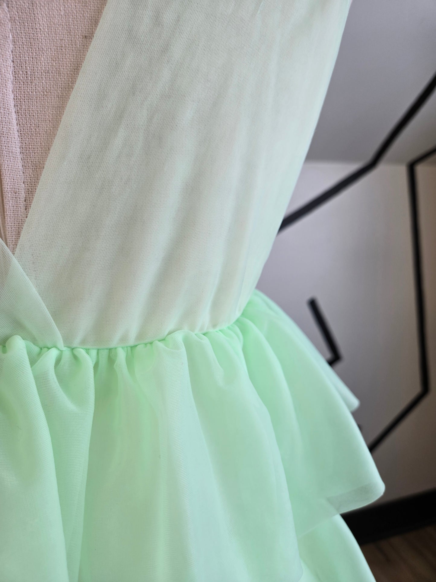 Vintage Lime Green Layered Ruffle Negligee - small