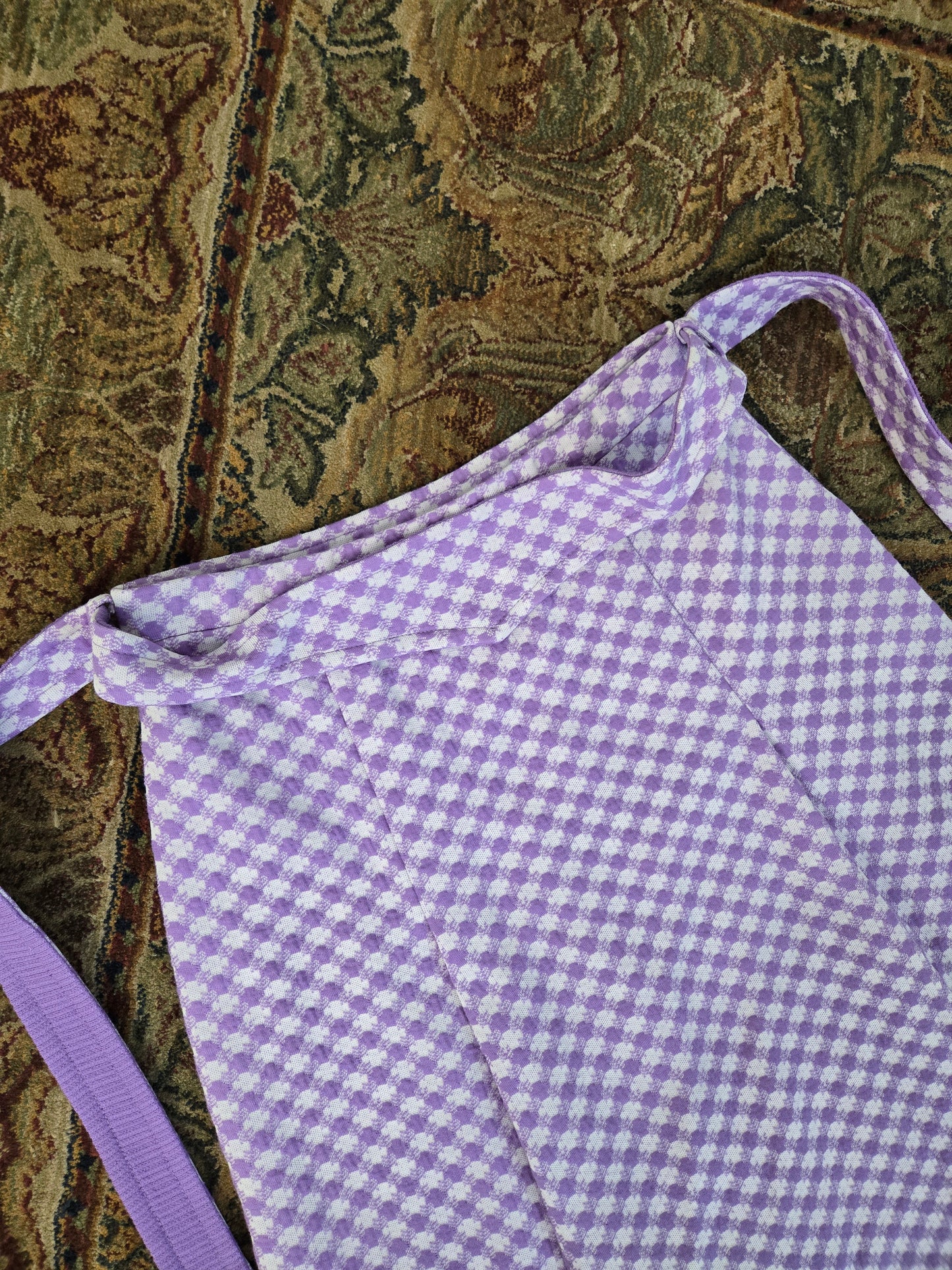 Jantzen Vintage 70s Purple and White Checkered Knit Maxi Skirt - medium