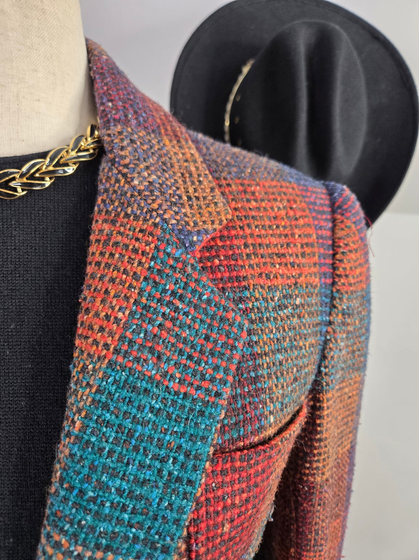 Liz Claiborne Vintage Union Tag Colorful Plaid Wool Blazer - small