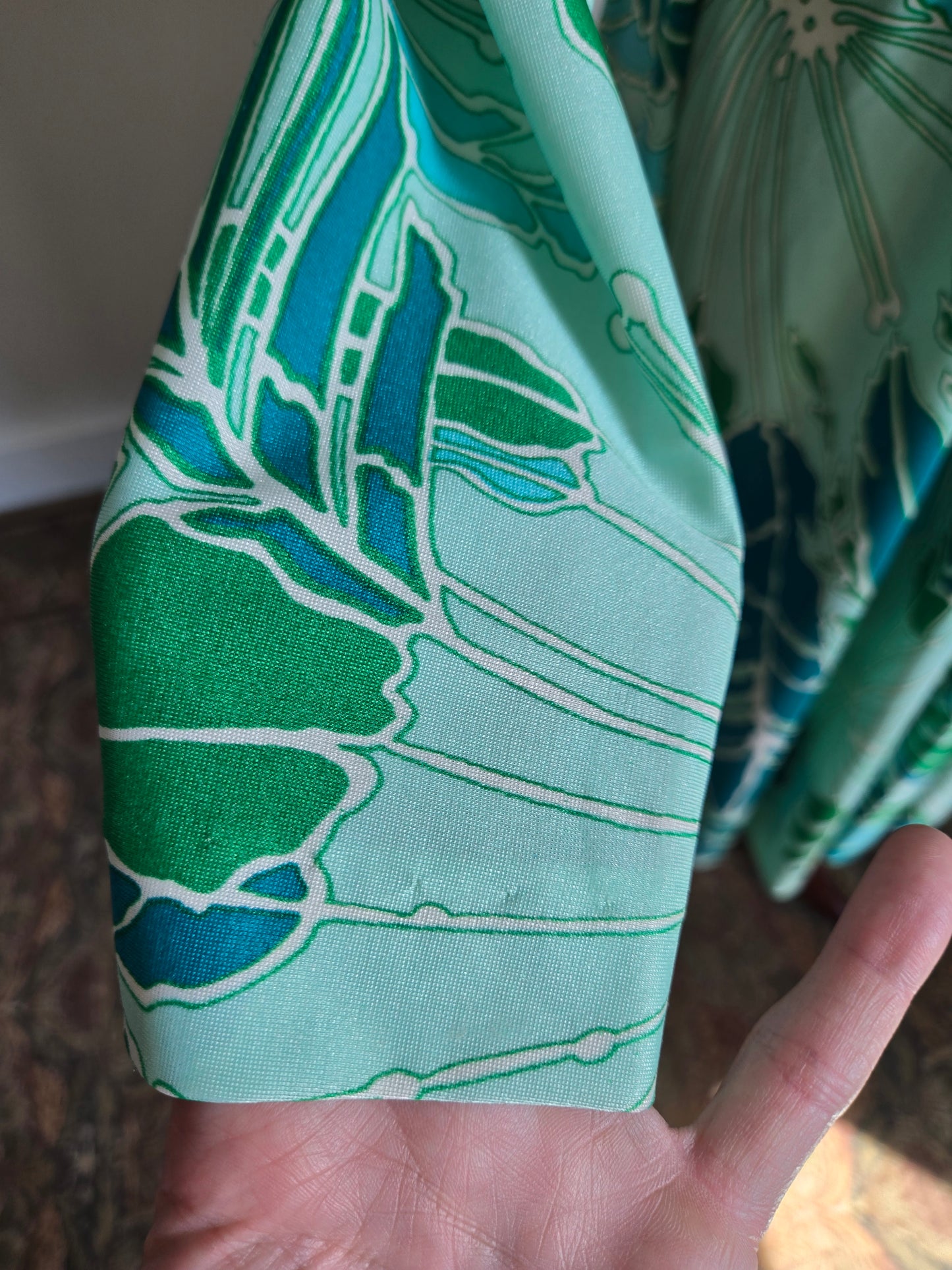 Rona California Vintage 70s Blue/Green Psychedelic Dress - medium