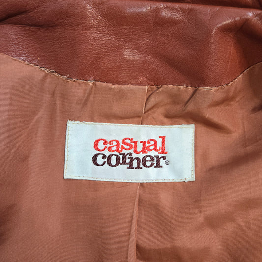 Casual Corner Vintage 60s Polished Genuine Leather Western Jacket - small