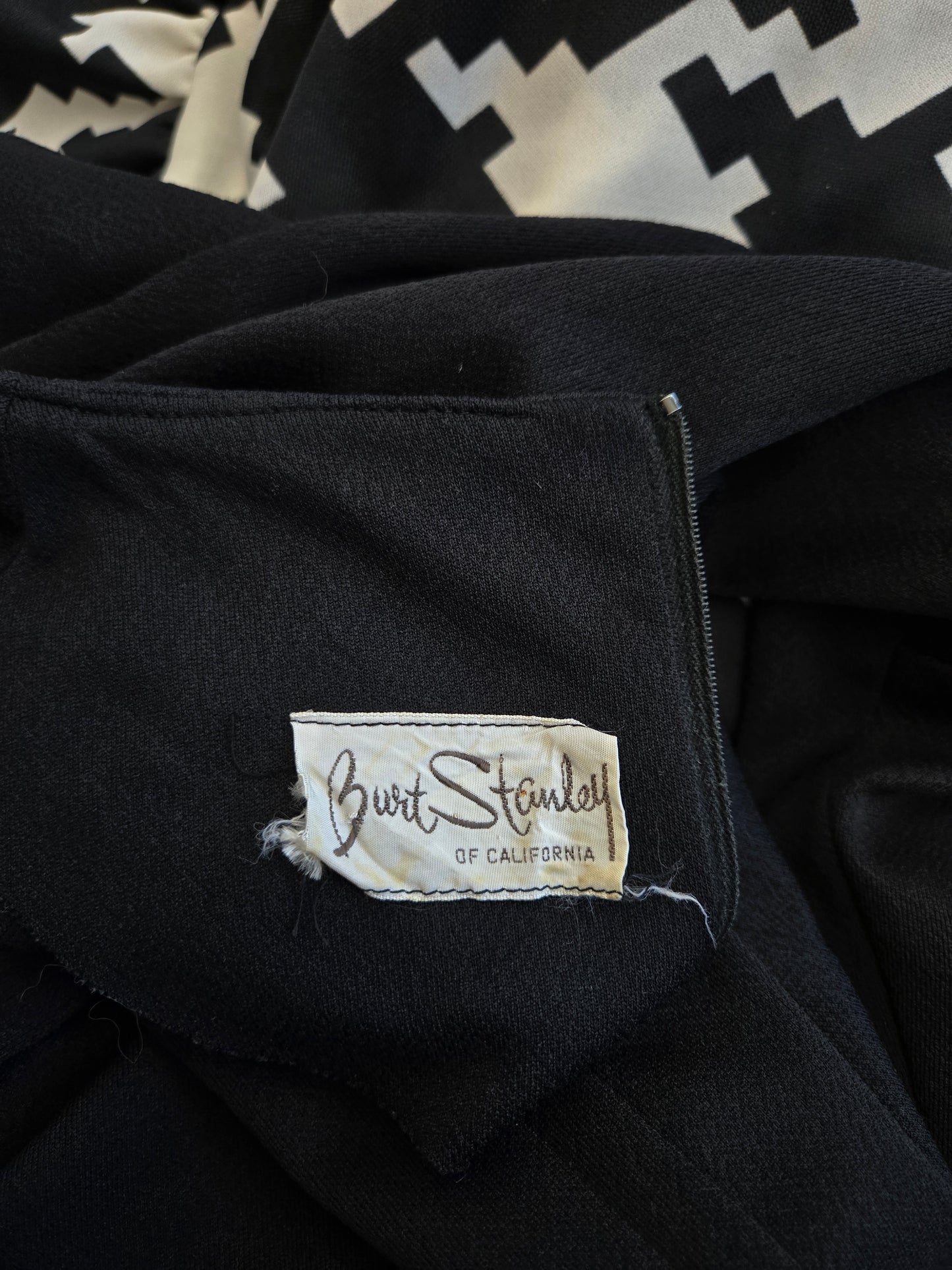 Burt Stanley of California Vintage 70s Houndstooth Maxi Dress - Medium