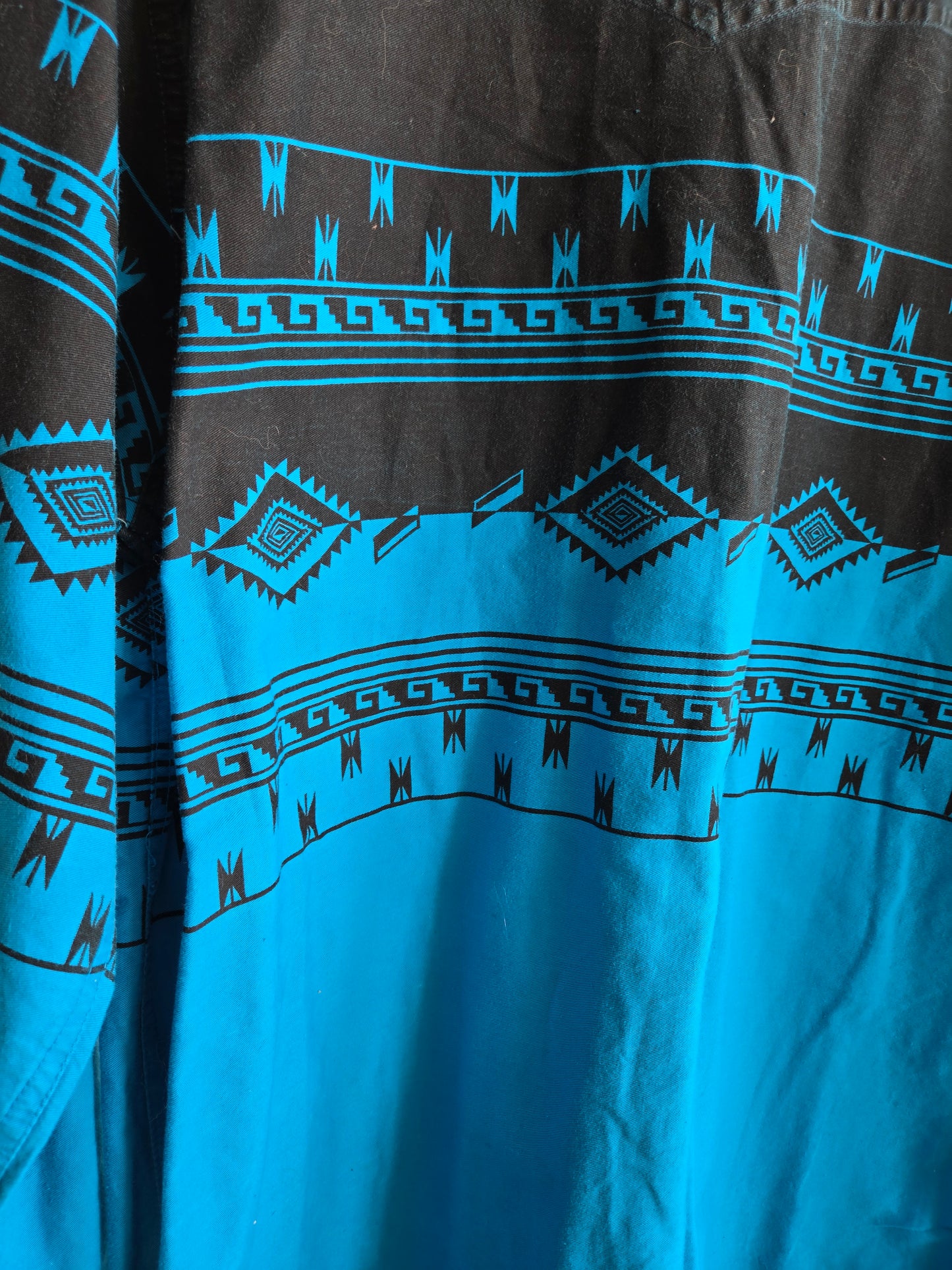 Western Frontier Vintage Blue and Black Western Button Down - XL