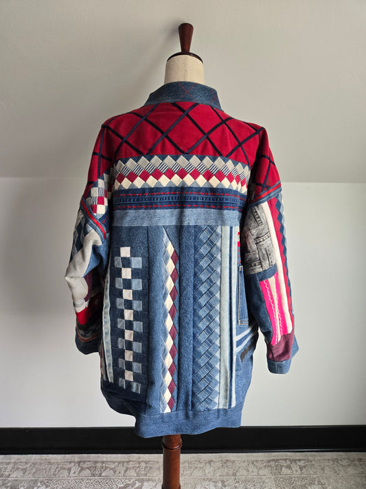Denim Quilted Hand Made Coat - 2XL