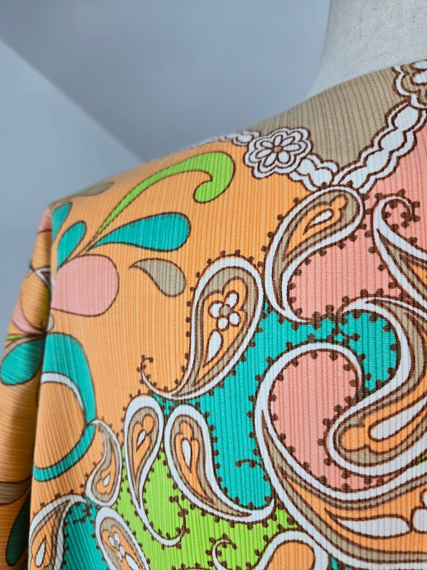 Neon and Pastel Psychedelic Print 1960s Kaftan - OS