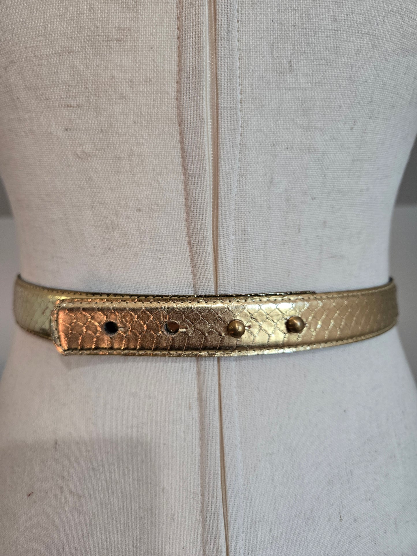 Sunco Vintage Gold Snakeskin Belt with Mixed Metal Decoration - W27-29"