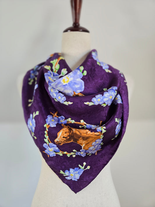 Horses Purple 100% Silk Wild Rag/Scarf