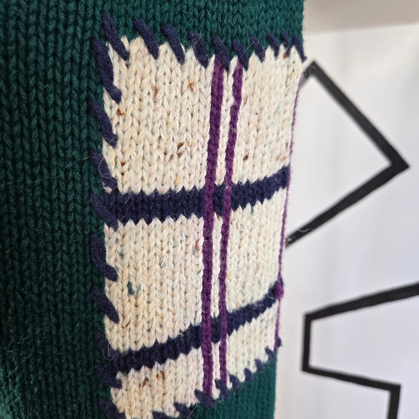 English Sports Shop Bermuda Vintage Plaid Patchwork Sweater - large