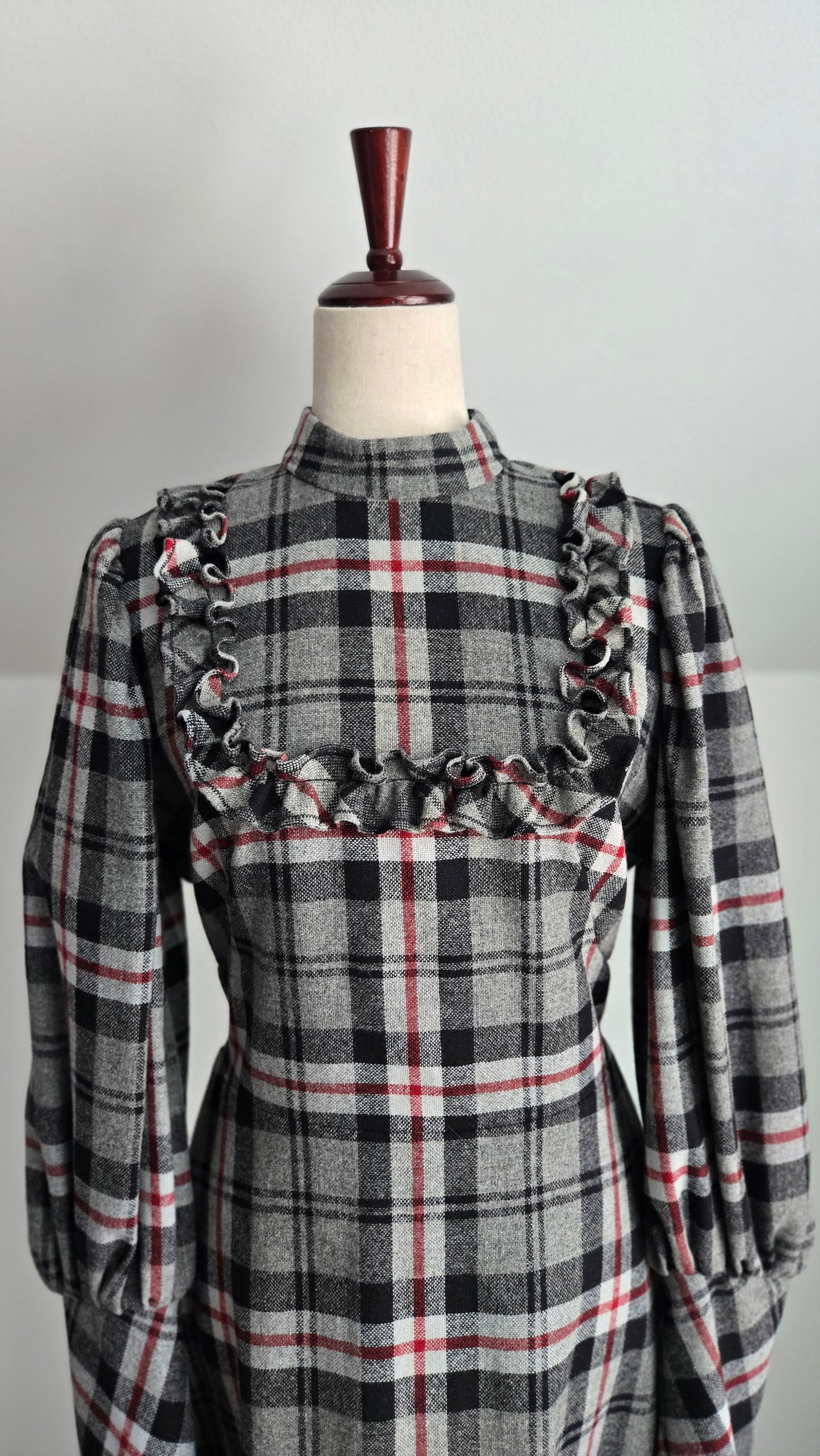 Vintage 70s Wool Plaid Dress - Medium