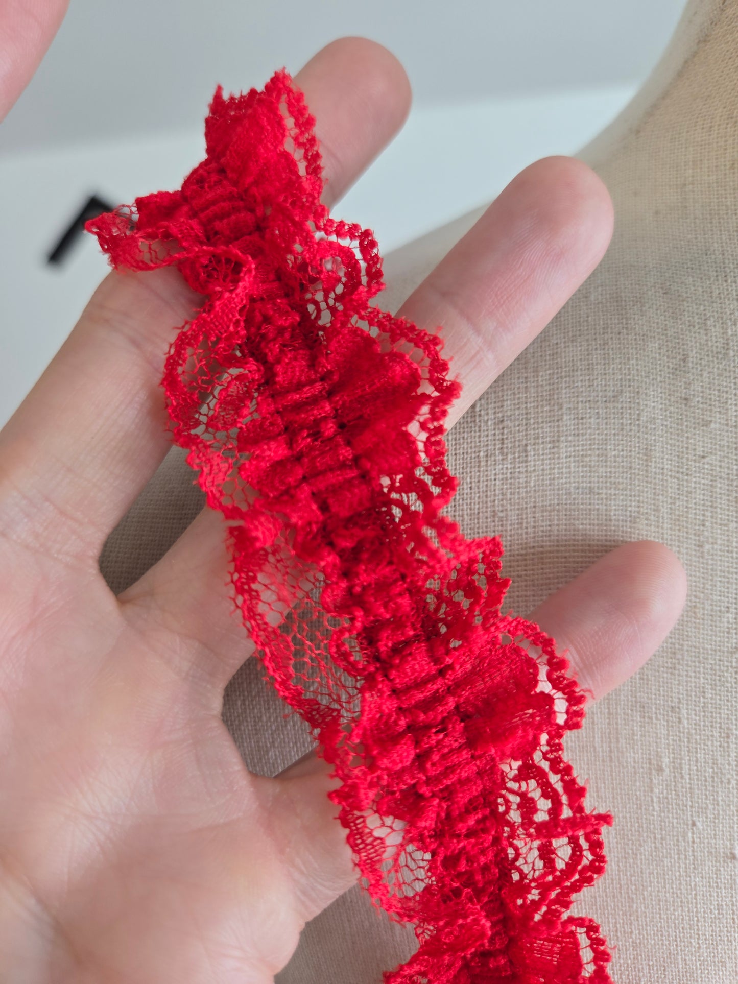 Inner Most Vintage Red Lace Shear Dress with Boning in Bust - medium