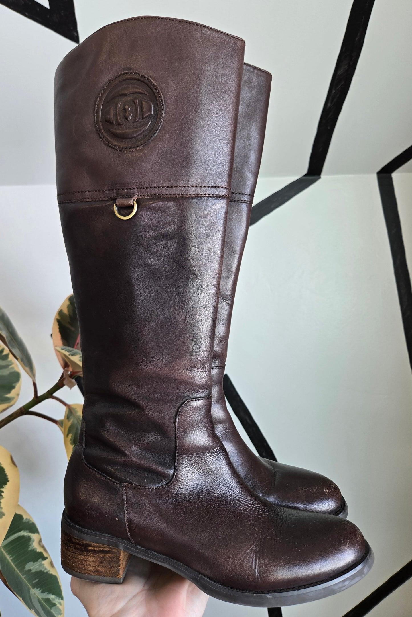 Etienne Aigner Brown Tall Leather Riding Boots - Size 6