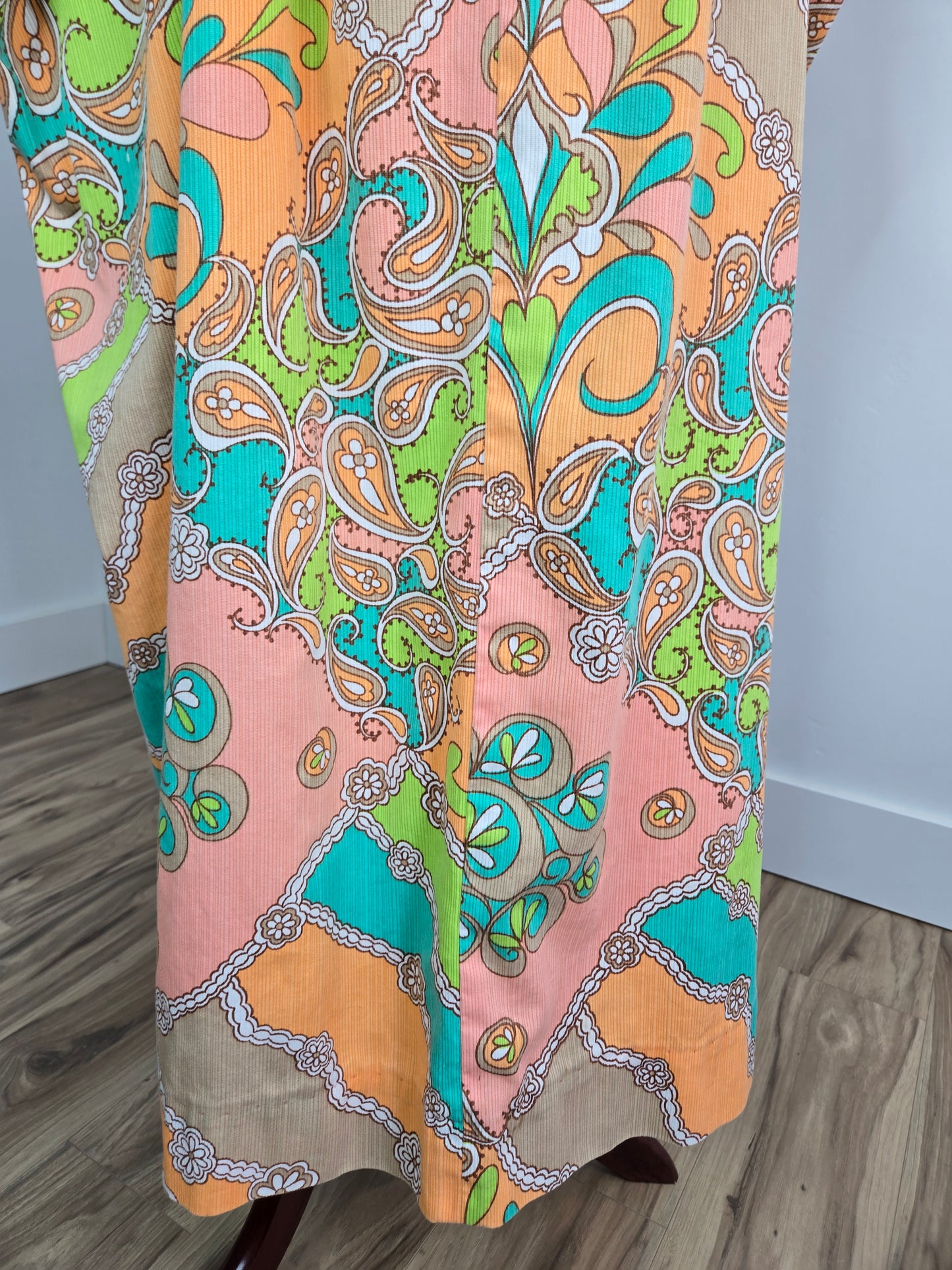Neon and Pastel Psychedelic Print 1960s Kaftan - OS