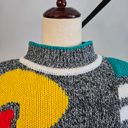 Nuggets Vintage 80s Pacman Knit Sweater made in Korea - medium