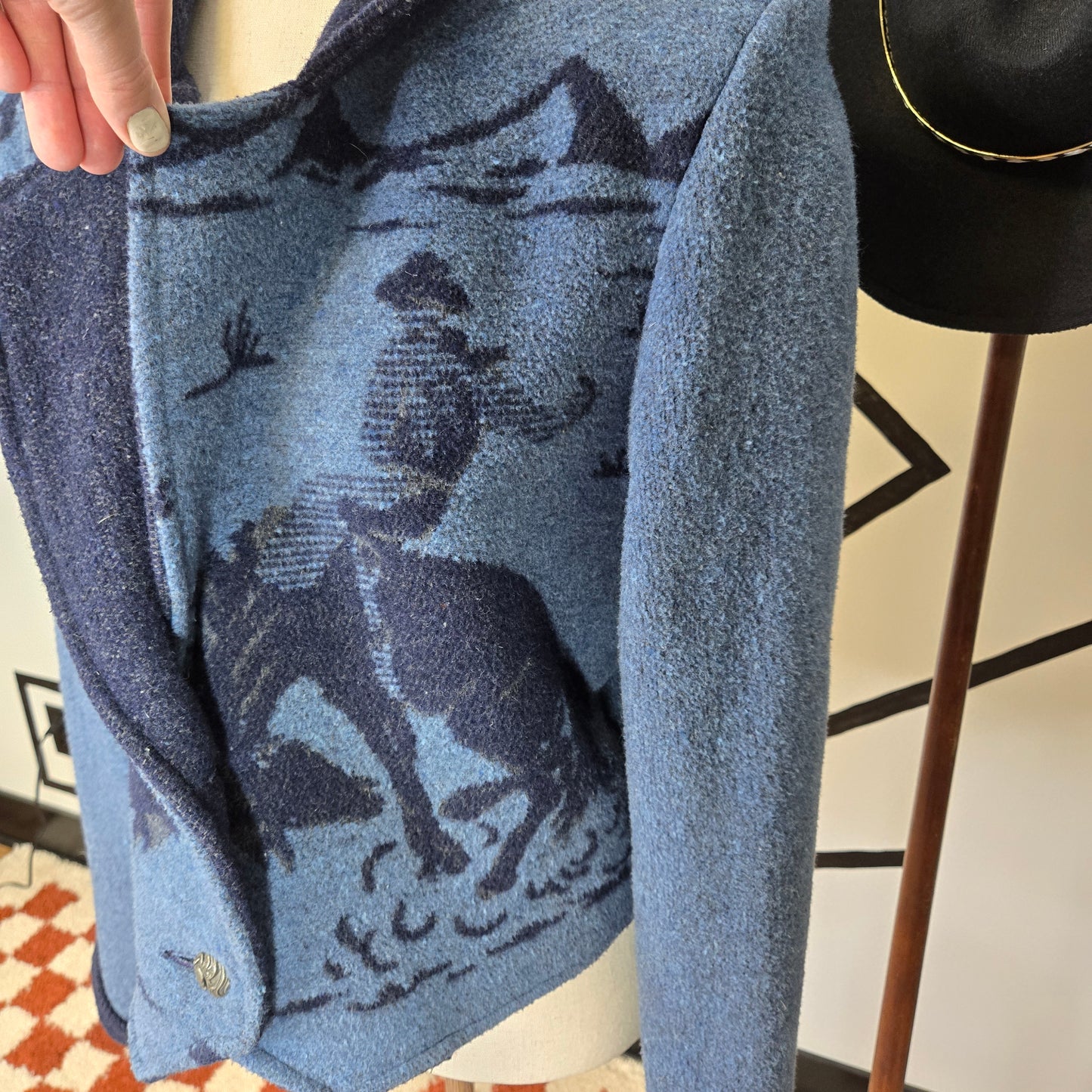 Wooded River Vintage Cowboy Jacquard Jacket Made in Idaho of Italian Fabrics - small