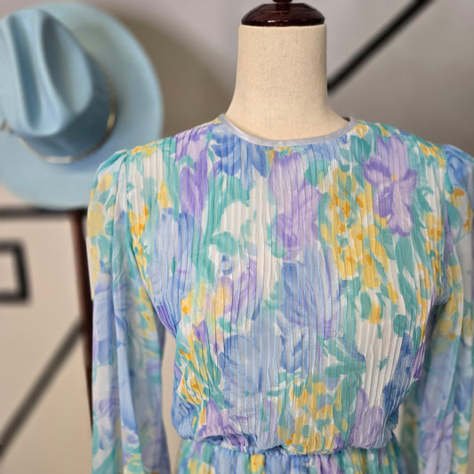 Marinette Vintage 80s Floral Peplum Blouse - size 8