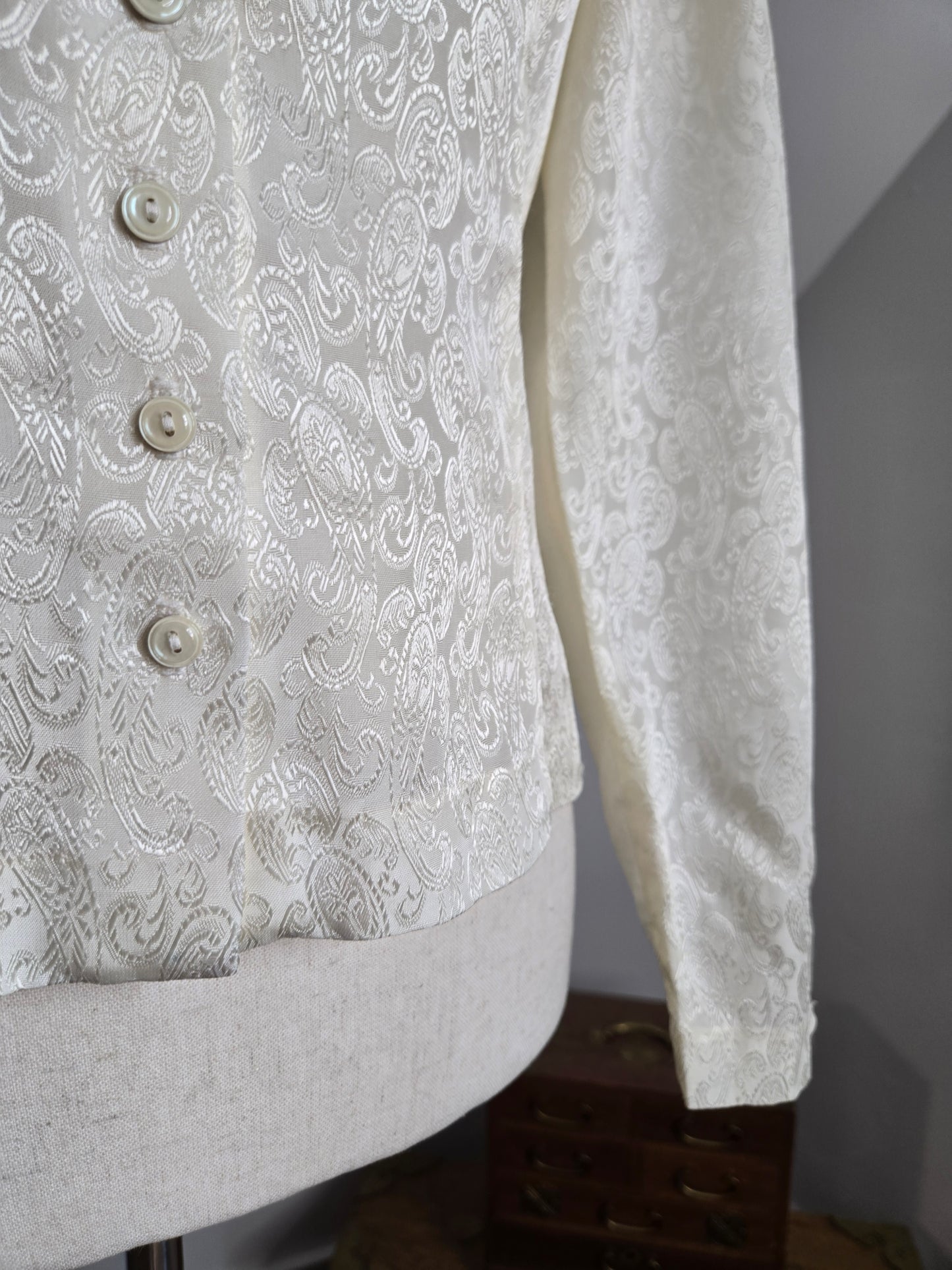 Vintage Edwardian Style Paisley Jacquard Top - Small
