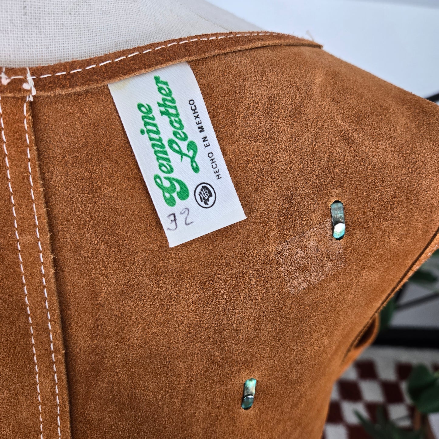 Authentic Genuine Suede Fringe Leather Vest Made in Mexico - size 32