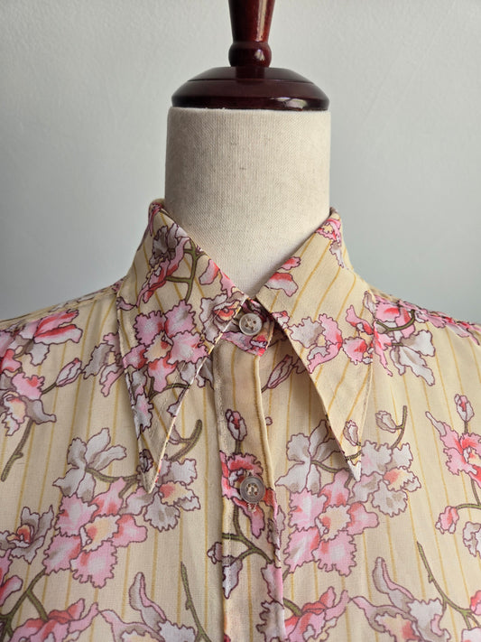 Darra Vintage 60s Western Floral Shear Top Made in Japan - XS/S