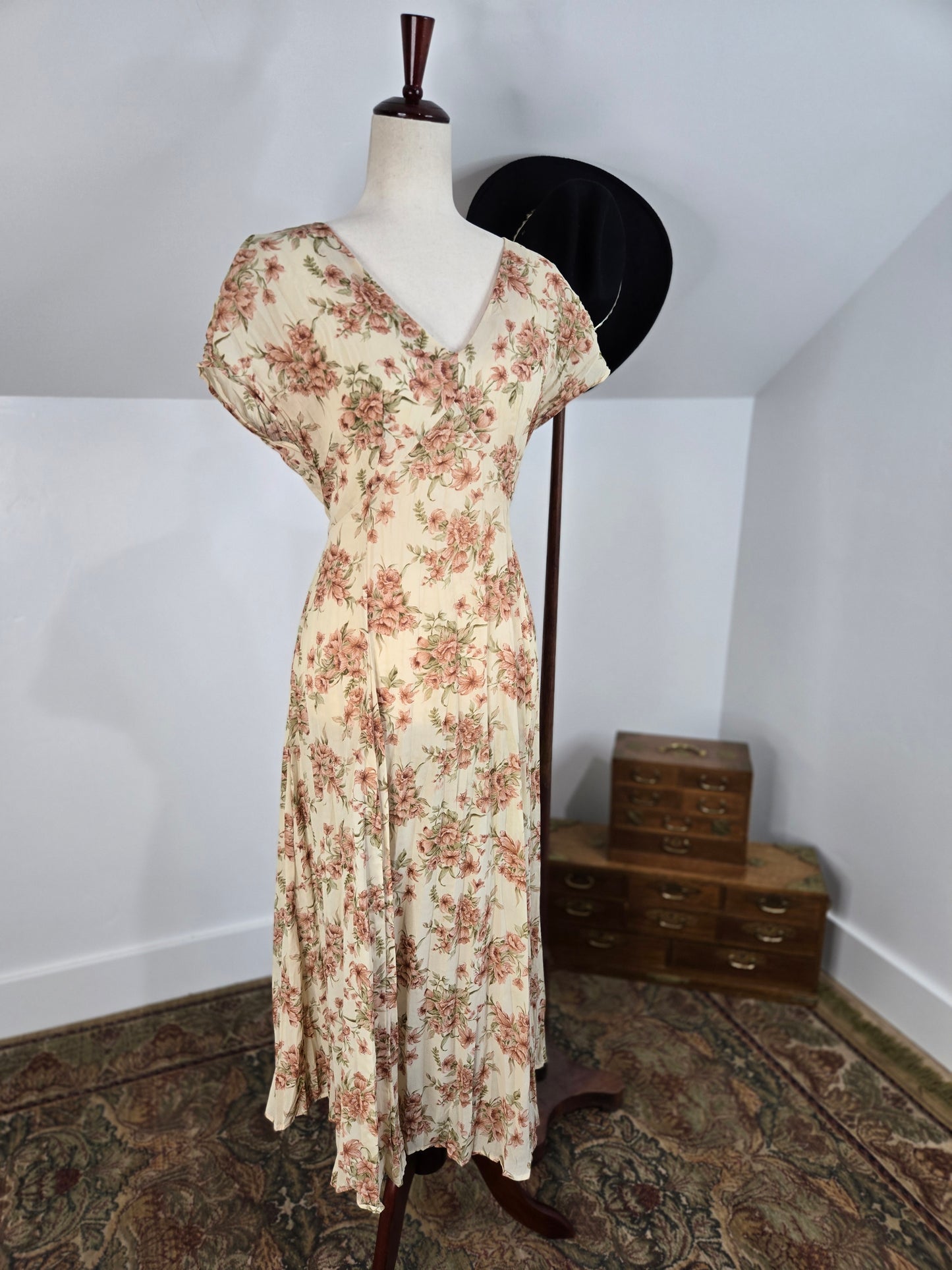 Timing USA Vintage 90s Floral Semi Shear Dress - medium