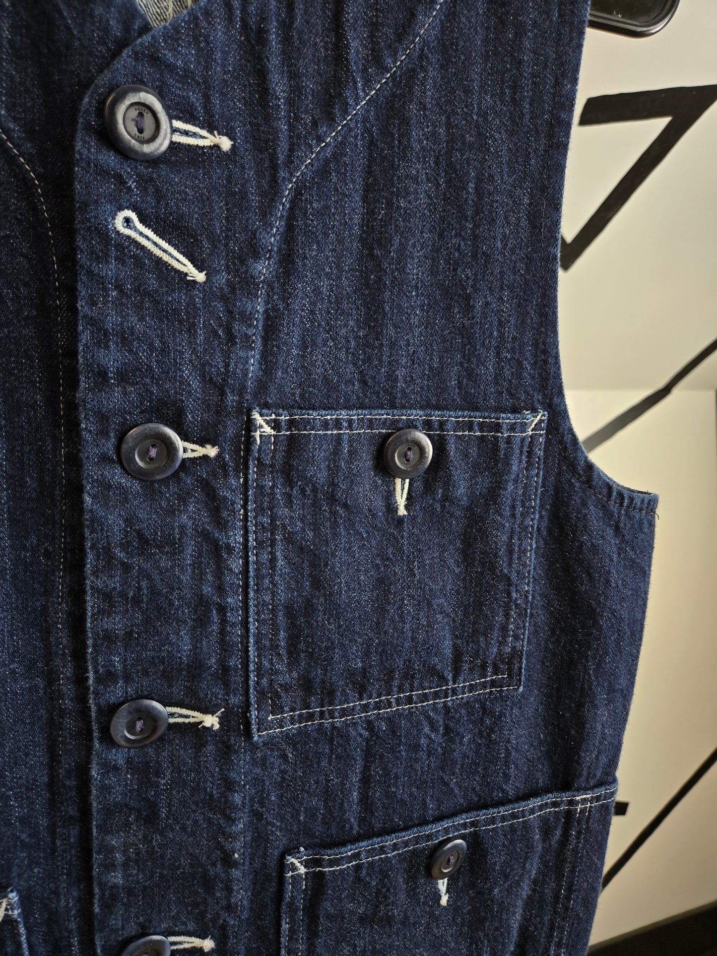 Dehen Sewing Line Vintage Denim Vest Made in Portland - Small