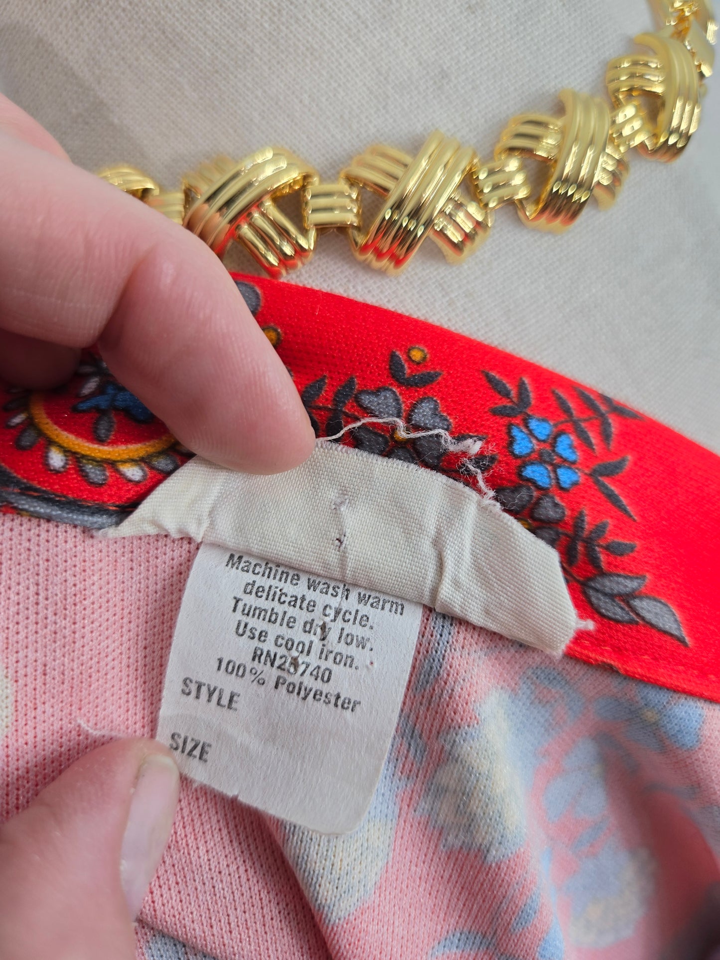 Ro-Vel of California Vintage 70s Red Paisley and Floral Print Top - large