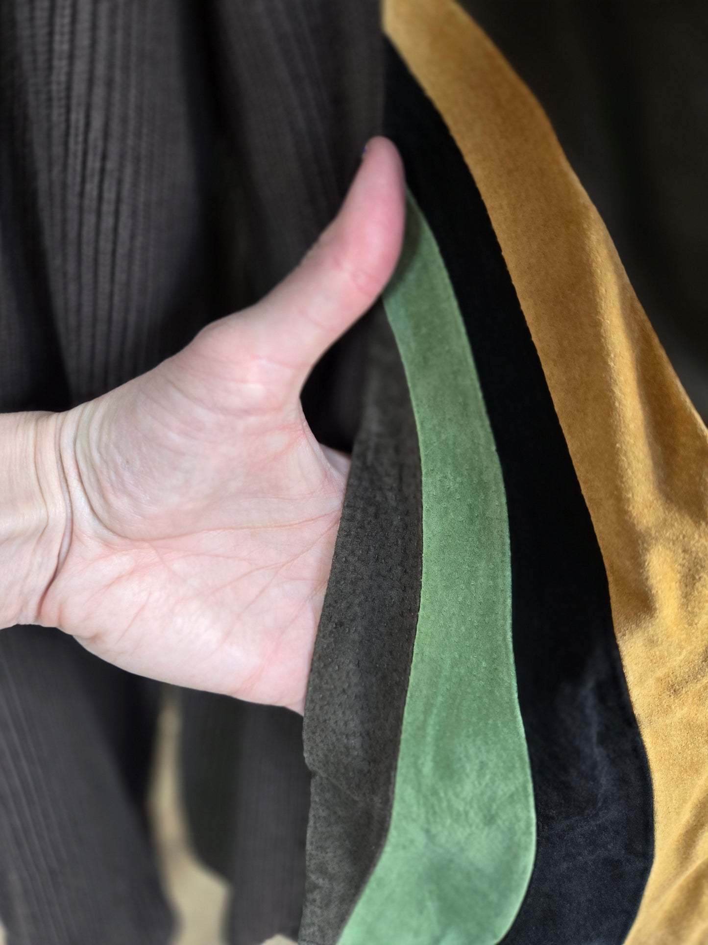 Bob Mackie Vintage Retro Patchwork Brown Leather Jacket - large