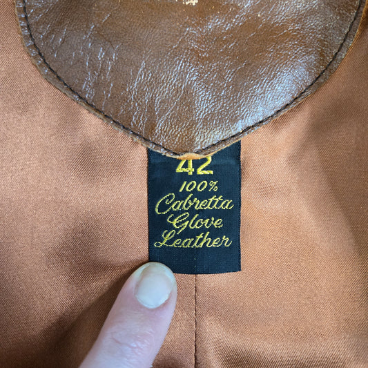 Vintage 70s Cabretta Glove Leather Western Jacket - Large