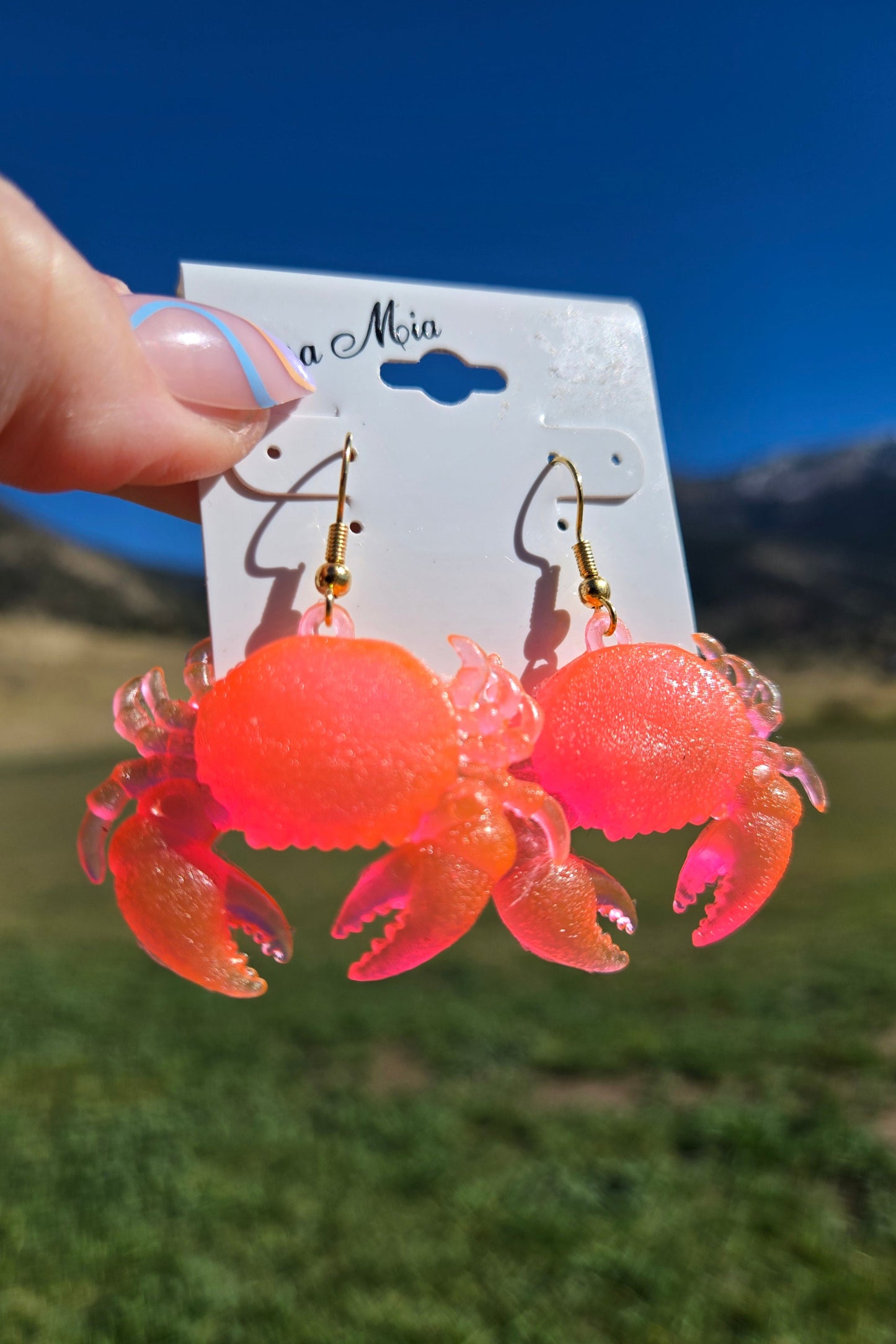 Deadstock Cara Mia Coral Rubber Crab Earrings - #1