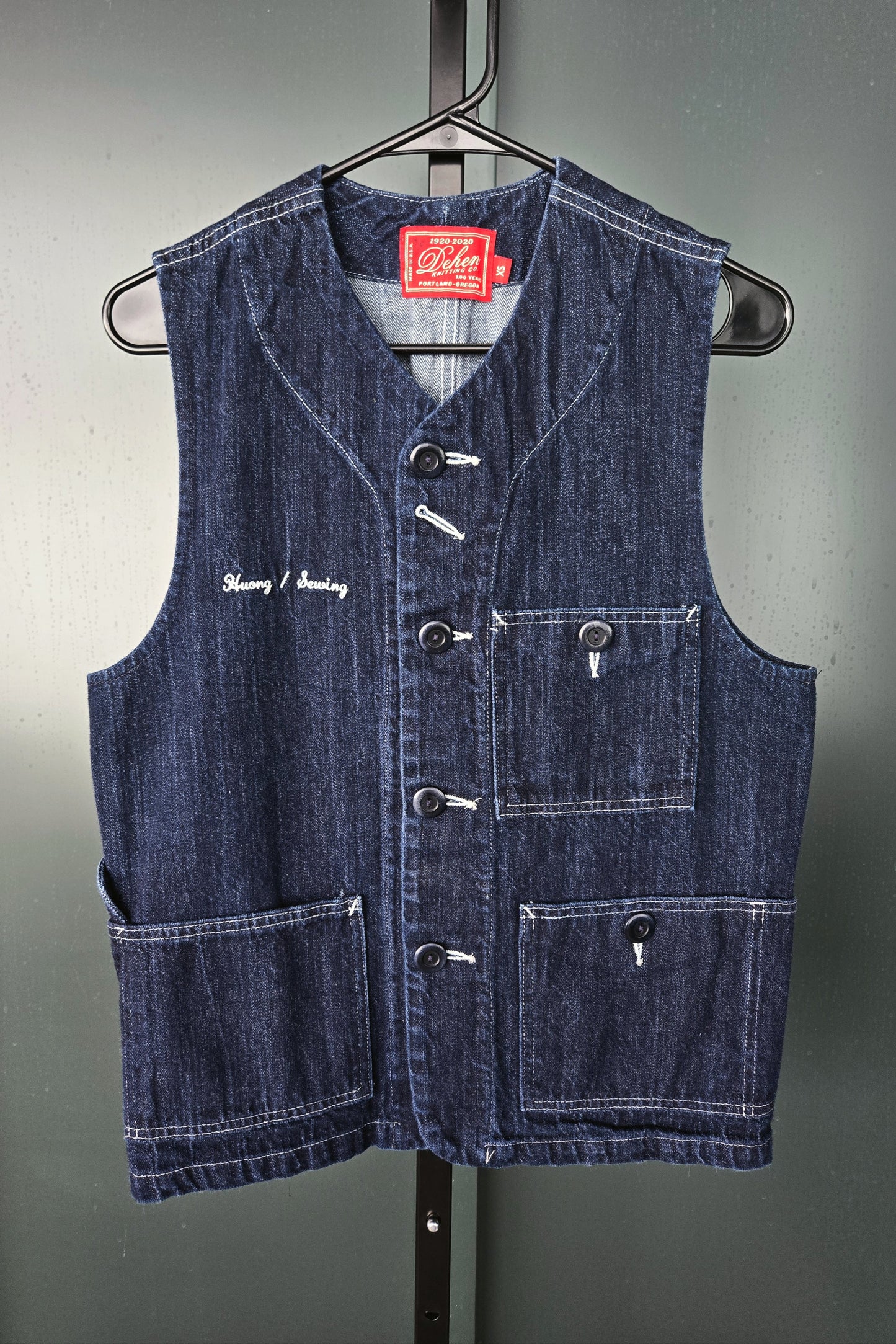 Dehen Sewing Line Vintage Denim Vest Made in Portland - Small