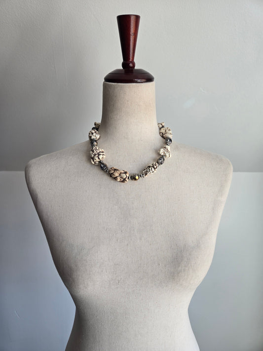 Dramatic Howlite and Glass Bead Chunky Necklace