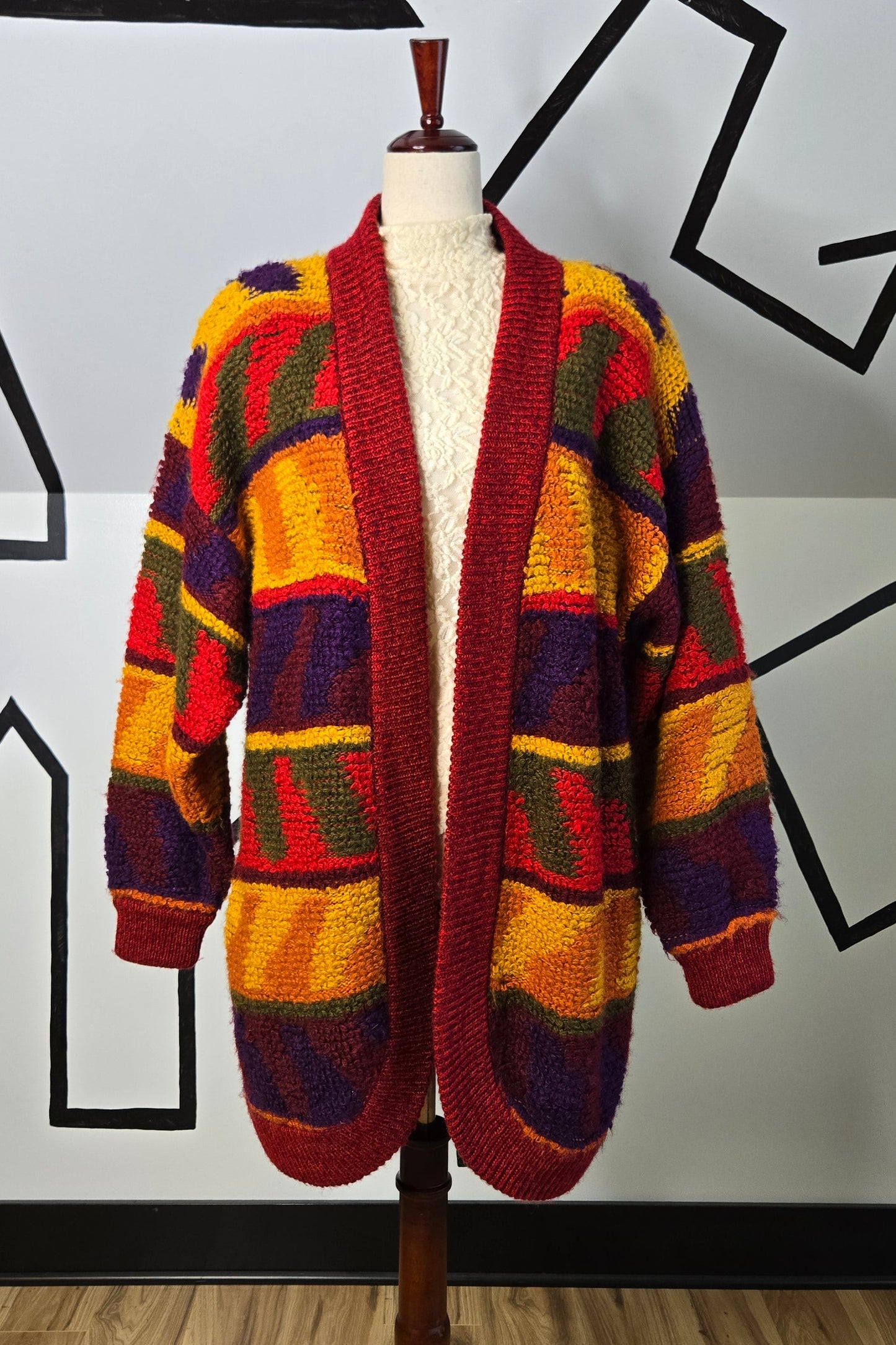 JJ Browne Vintage Funky Chunky Knit Oversized Cardigan - large
