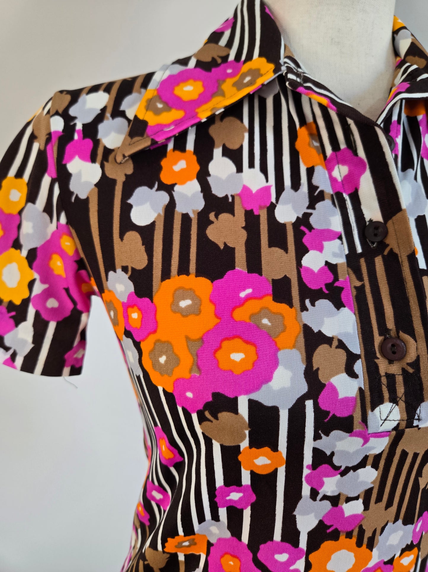 Vintage Psychedelic Print Nylon Top Made in Brazil - XS/S