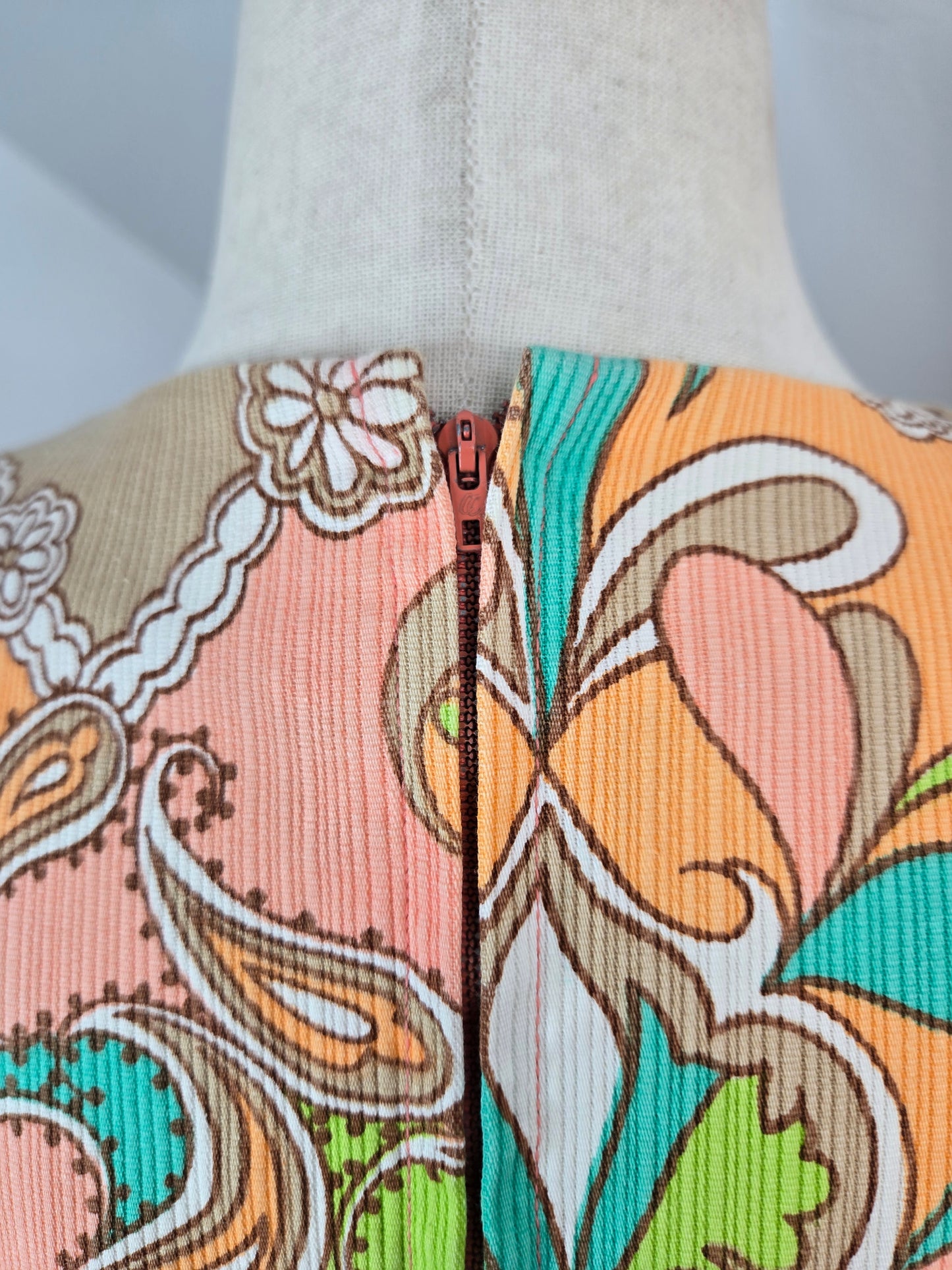 Neon and Pastel Psychedelic Print 1960s Kaftan - OS