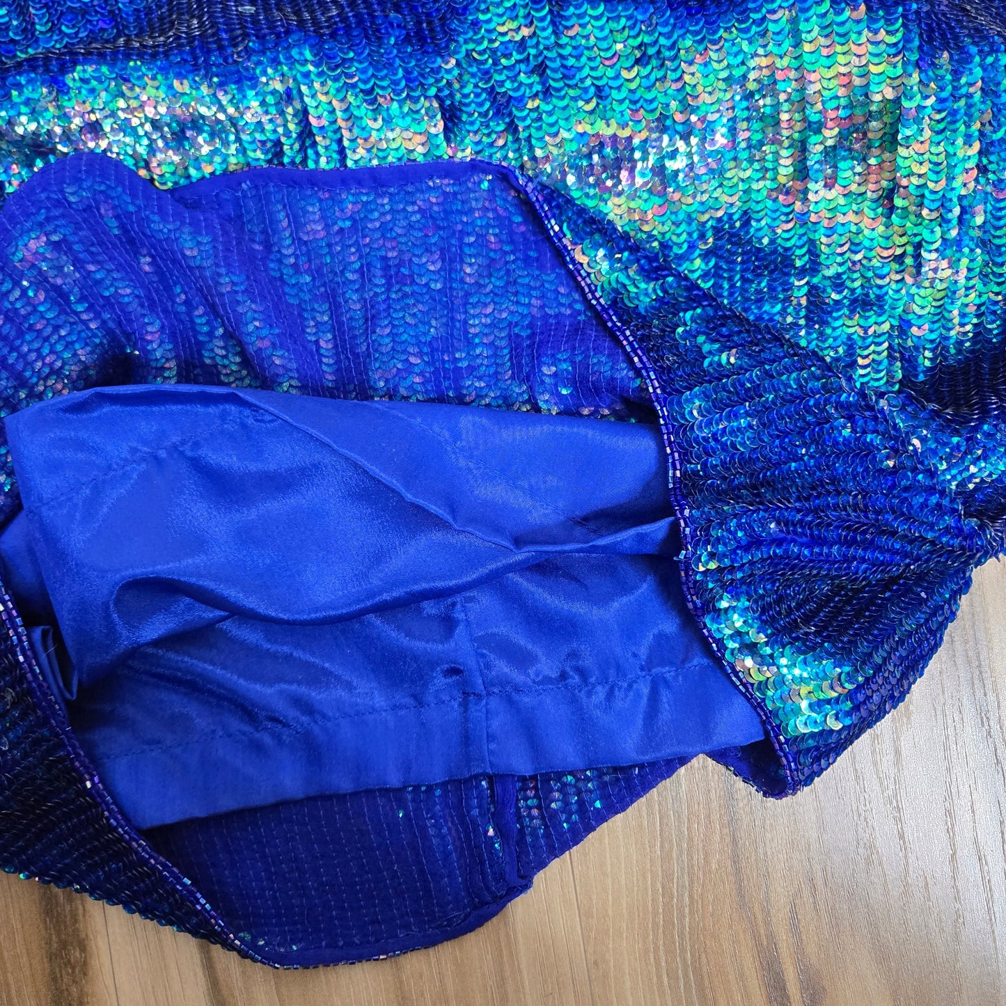 Della Roufogali Niteline Vintage Blue Iridescent Sequin Tank Dress - Small