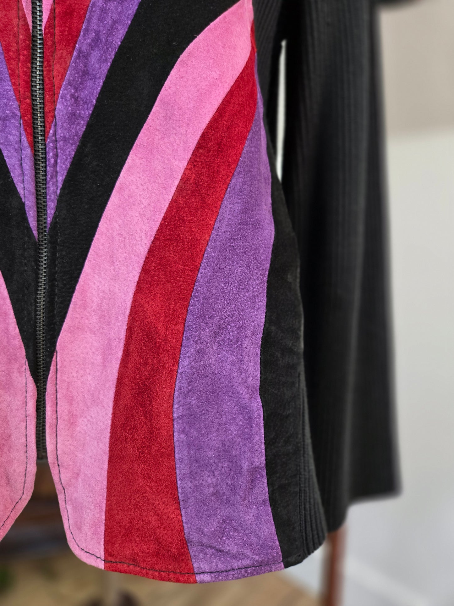 Bob Mackie Vintage Retro Patchwork Pink Leather Jacket - medium