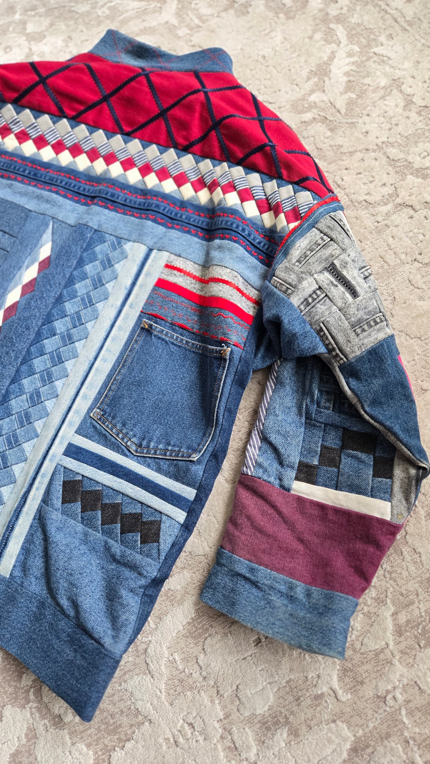 Denim Quilted Hand Made Coat - 2XL