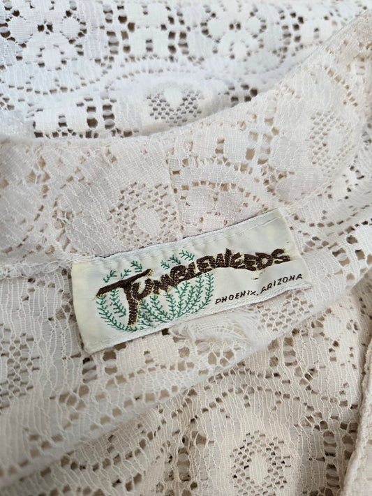 Tumbleweeds Vintage 70s Cotton Lace Ruffle Top - large